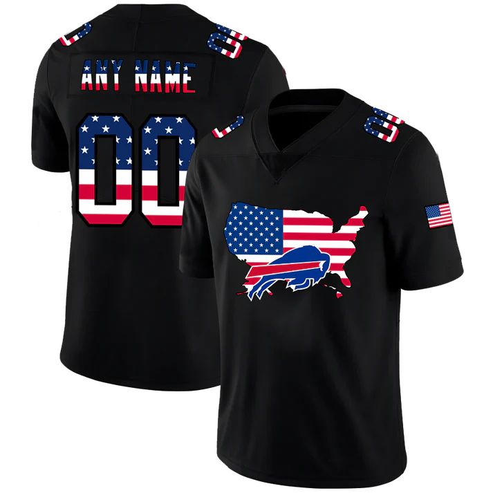 Custom Buffalo Bills Football Black Limited Fashion Flag Stitched Football Jerseys