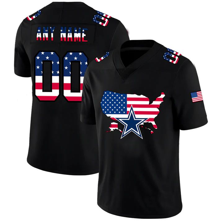 Custom Dallas Cowboys Football Black Limited Fashion Flag Stitched Football Jerseys