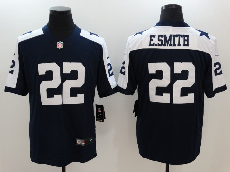 Mens Dallas Cowboys Emmitt Smith #22 Navy Alternate Custom Game Jersey