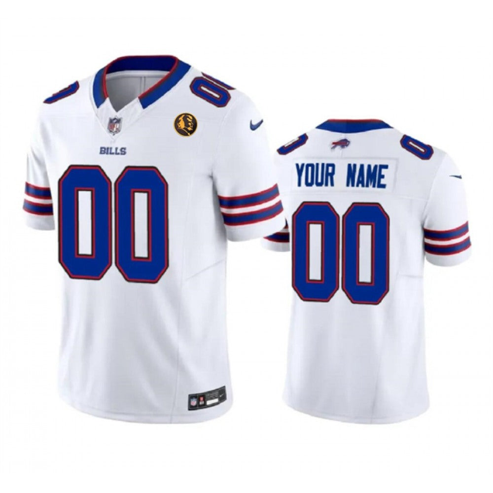 Mens Buffalo Bills Custom White 2023 With John Madden Patch Stitched Limited Stitched Football Jersey