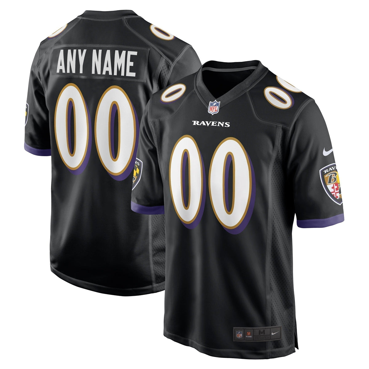 Baltimore Ravens Alternate Custom Game Jersey Black