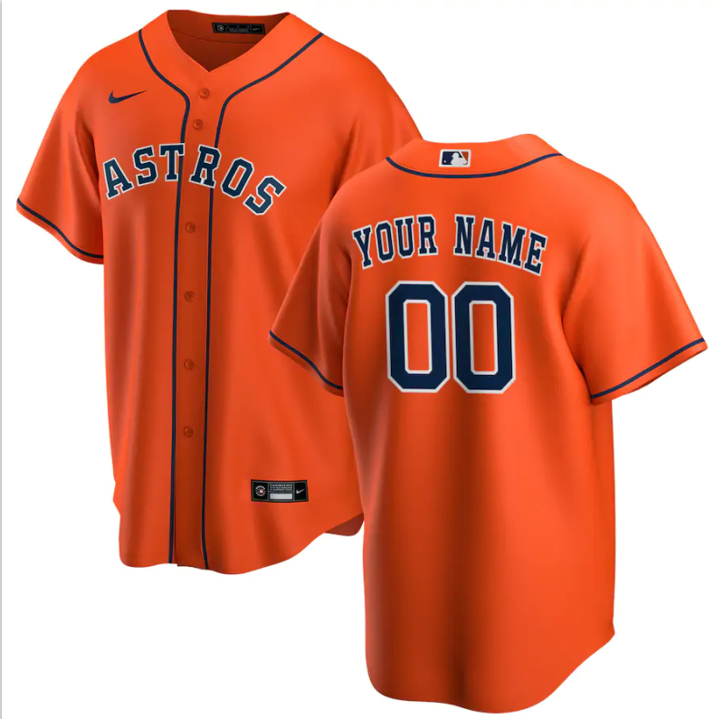 Mens Houston Astros Orange Replica Custom Jersey
