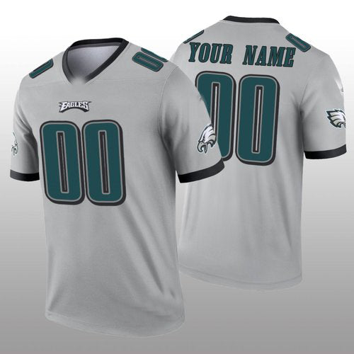 Custom Philadelphia Eagles Silver Inverted Legend Stitched Jerseys