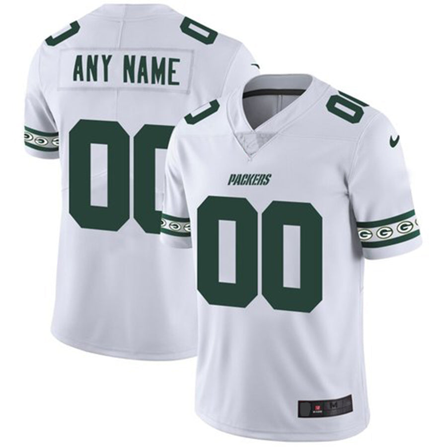 Custom Green Bay Packers White Team Stitched Limited Stitched Jerseys