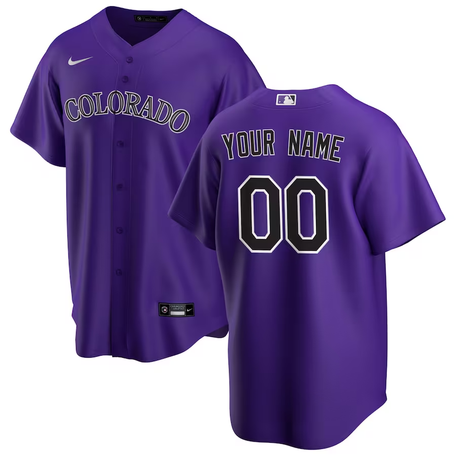Mens Colorado Rockies Purple Alternate Replica Custom Jersey