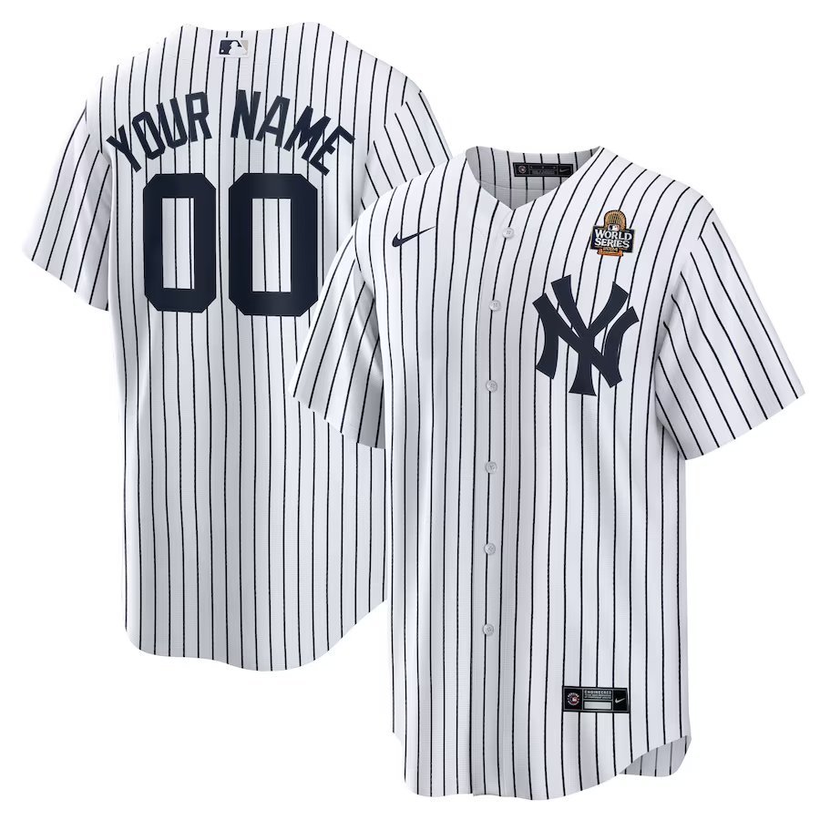 Mens New York Yankees White 2024 World Series Home Replica Custom Jersey