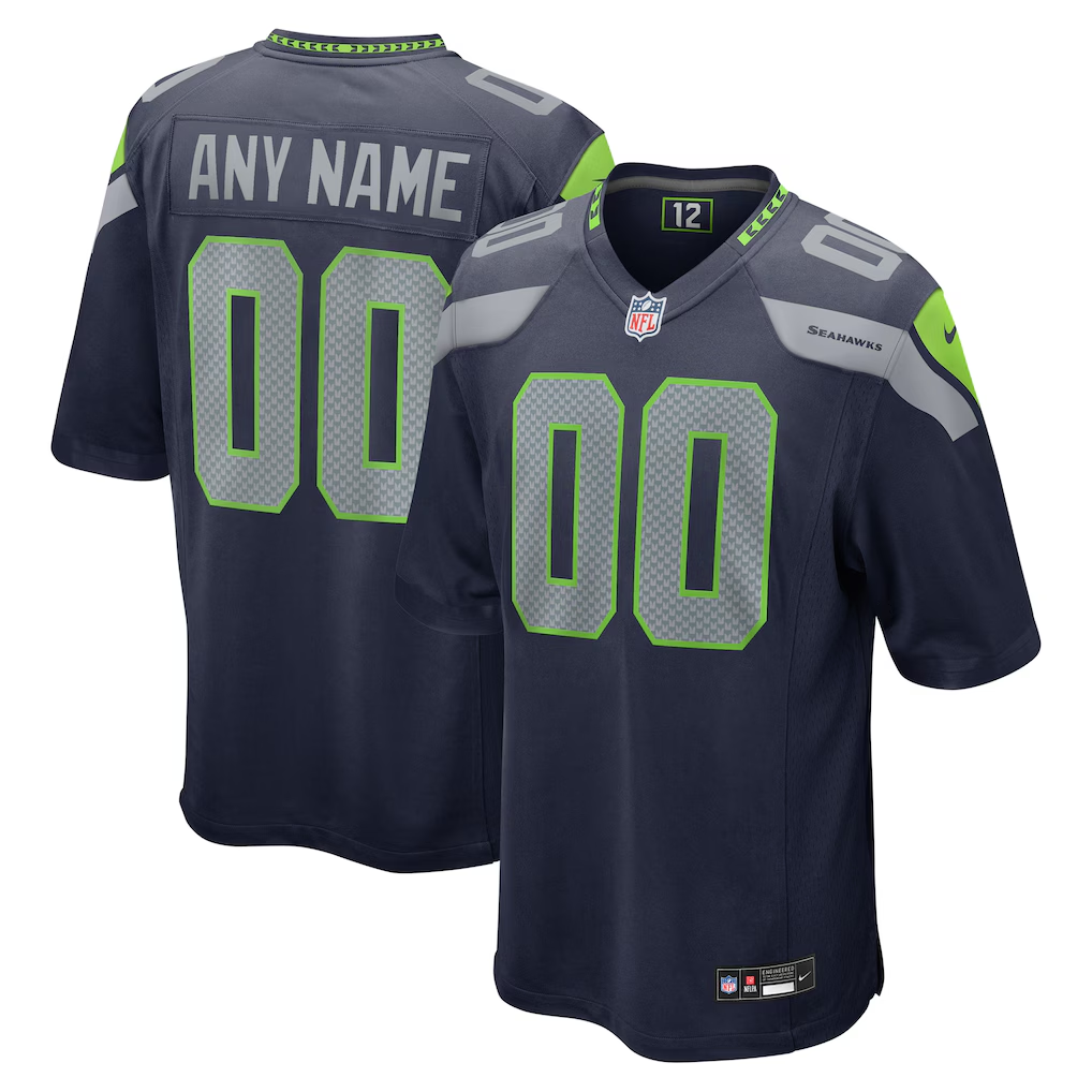 Mens Seattle Seahawks College Navy Custom Game Jersey
