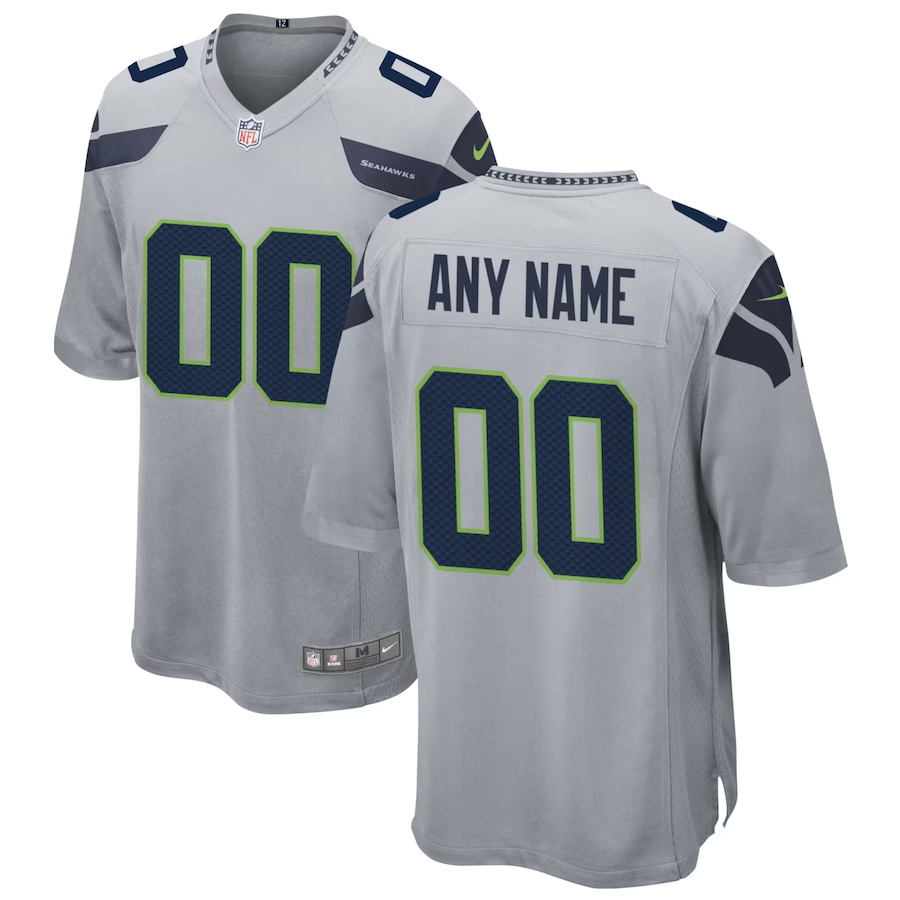 Mens Seattle Seahawks Gray Custom Game Jersey