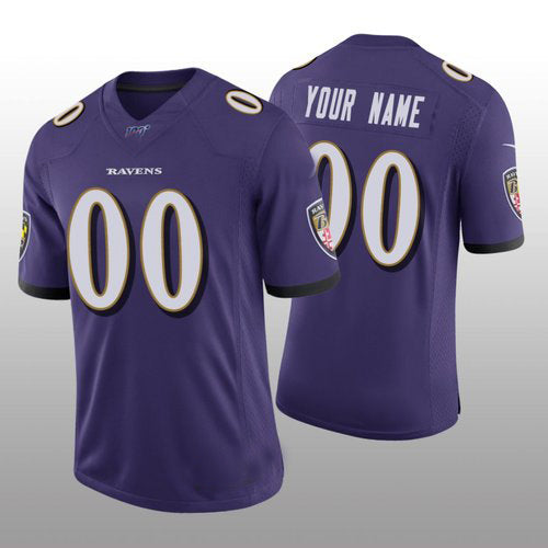 Custom Baltimore Ravens Purple Stitched Limited 100th Season Stitched Jerseys