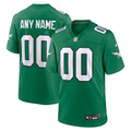 Mens Philadelphia Eagles Kelly Green Alternate Custom Game Jersey
