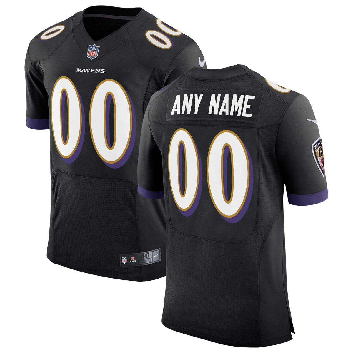 Custom Black Baltimore Ravens Stitched Limited Jersey