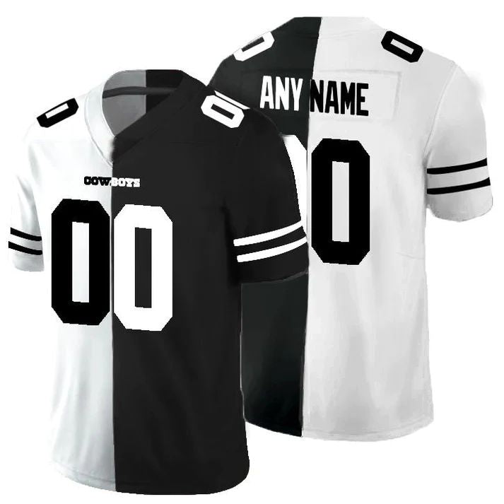 Custom Dallas Cowboys Black V White Peace Split Stitched Limited Stitched Jerseys