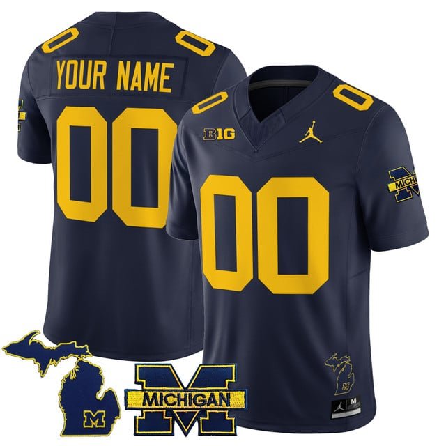 Custom Michigan Wolverines Jersey 2025 Stitched Limited Navy All Stitched
