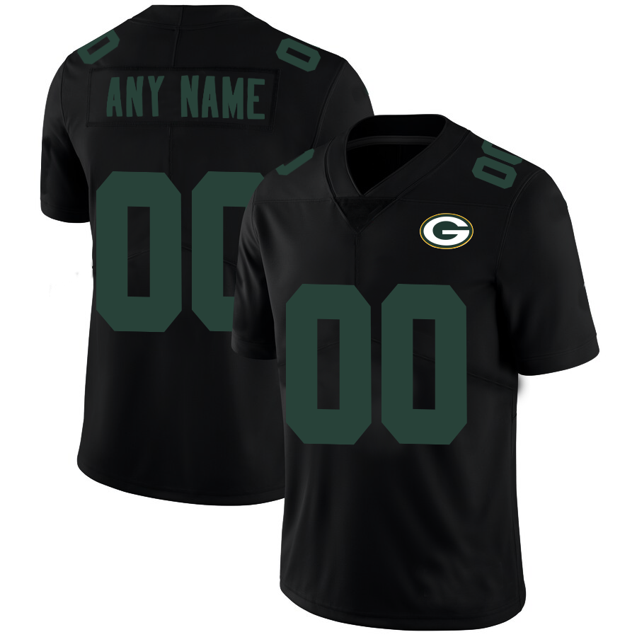 Custom Green Bay Packers Football Jerseys Black American Stitched Name And Number