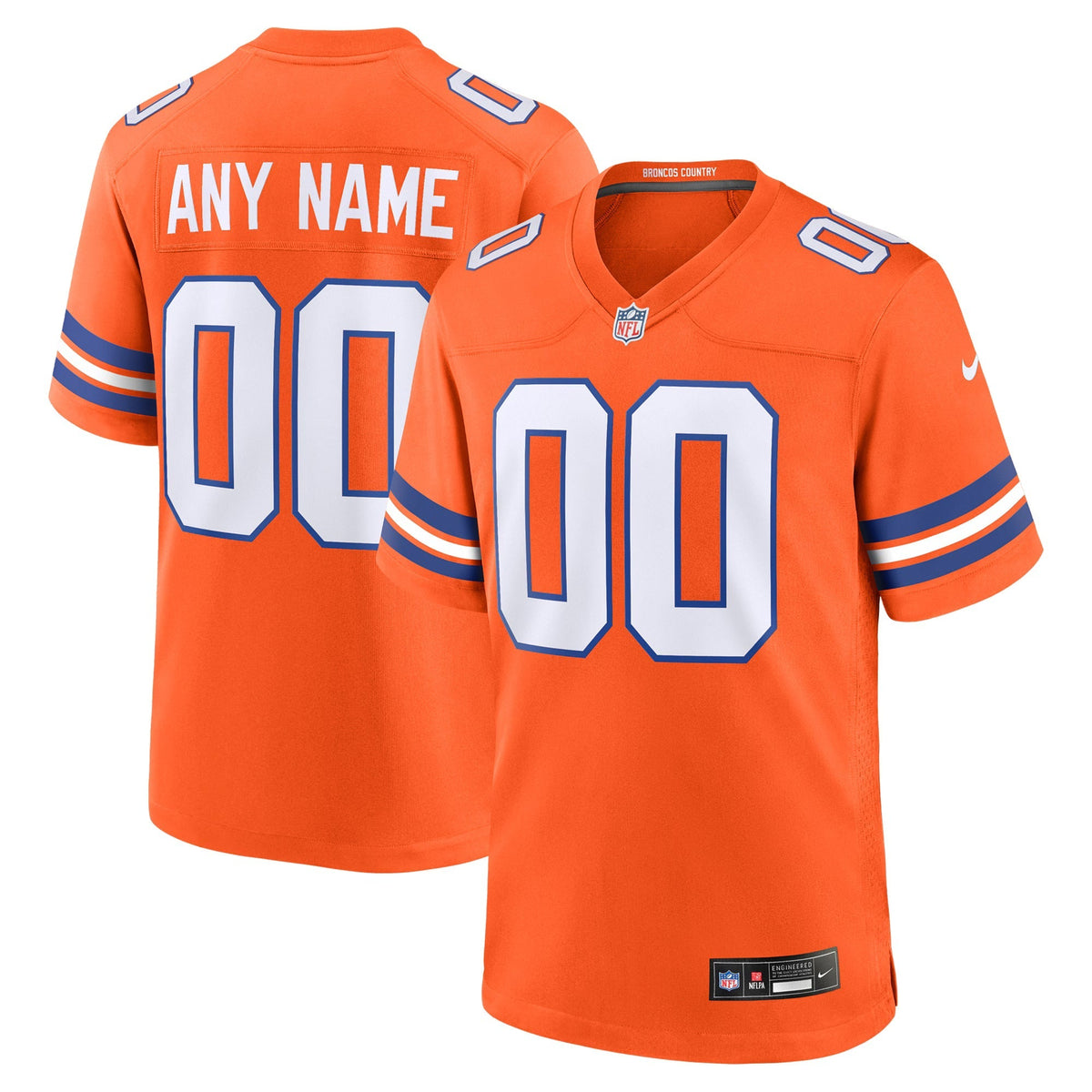 Denver Broncos Orange Mile High 1977 Throwback Custom Game Jersey