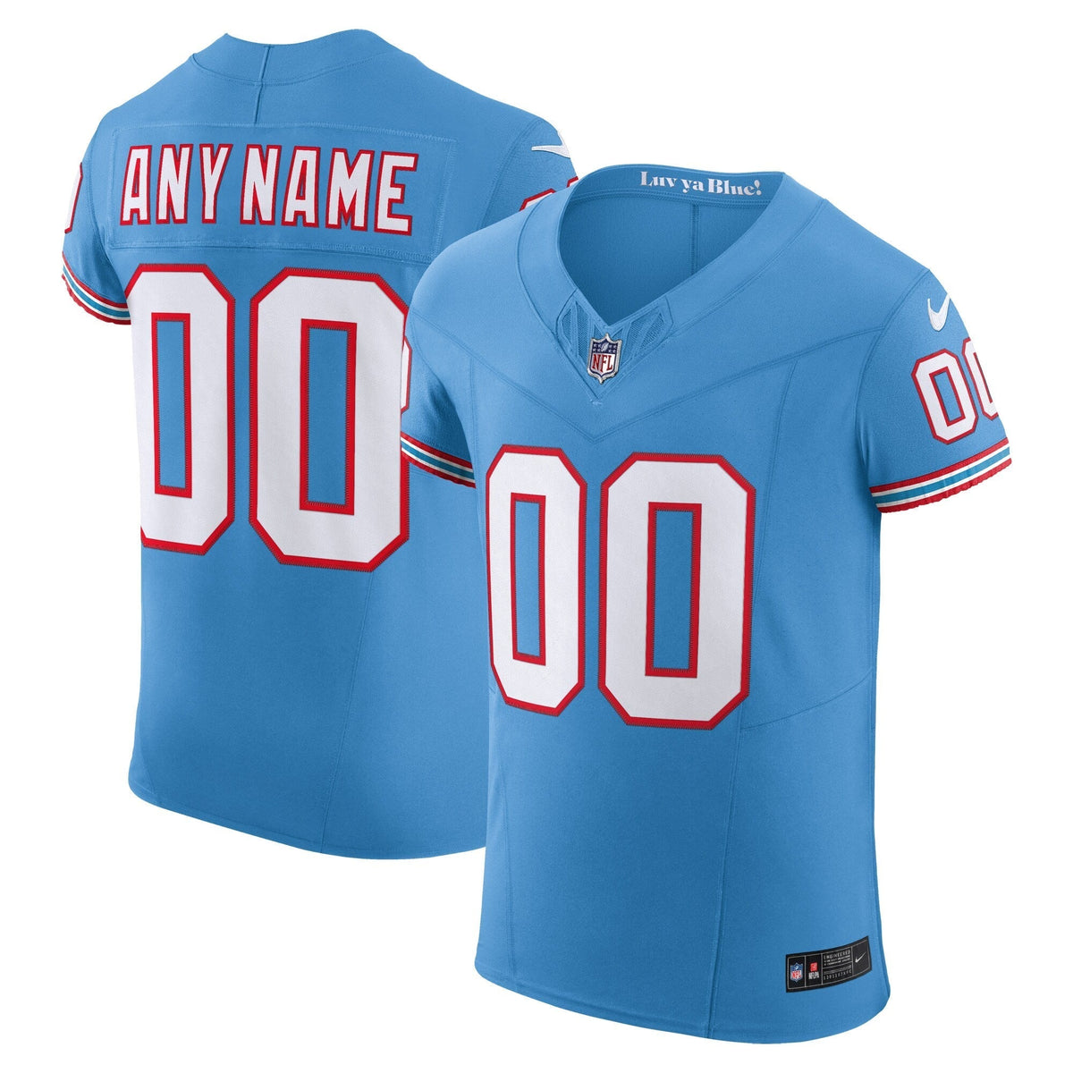 Tennessee Titans Light Blue Stitched Elite Custom Jersey