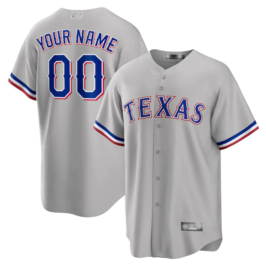 Mens Texas Rangers Gray Replica Custom Jersey