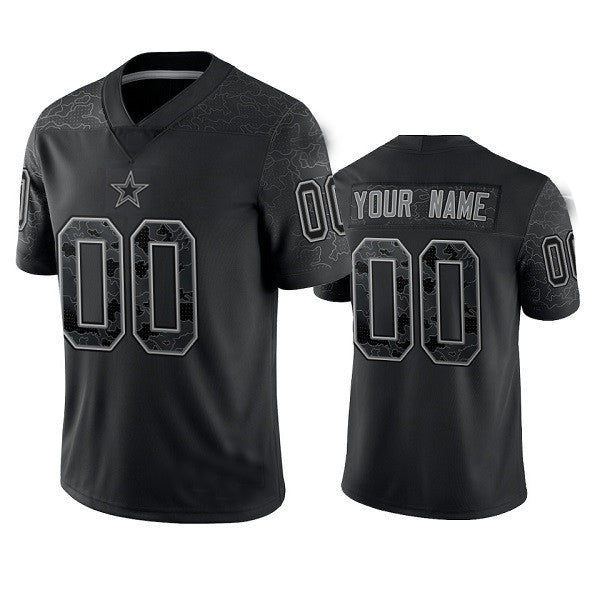 Custom Dallas Cowboys Black Reflective Limited Stitched Football Jerseys