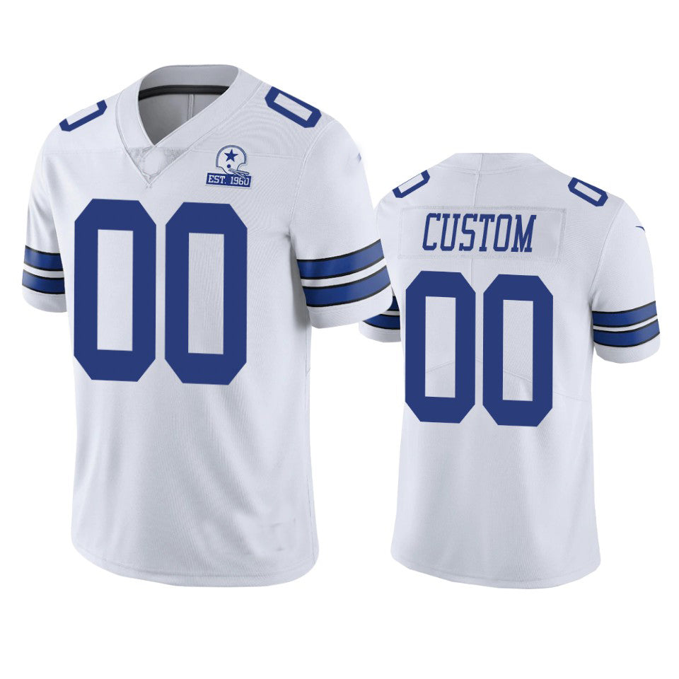 Custom Dallas Cowboys White 60th Anniversary Stitched Limited Stitched Jerseys