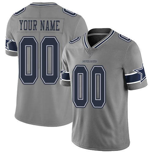Custom Dallas Cowboys Football Jerseys Custom1ized Gray Stitched Limited Inverted Legend Jersey