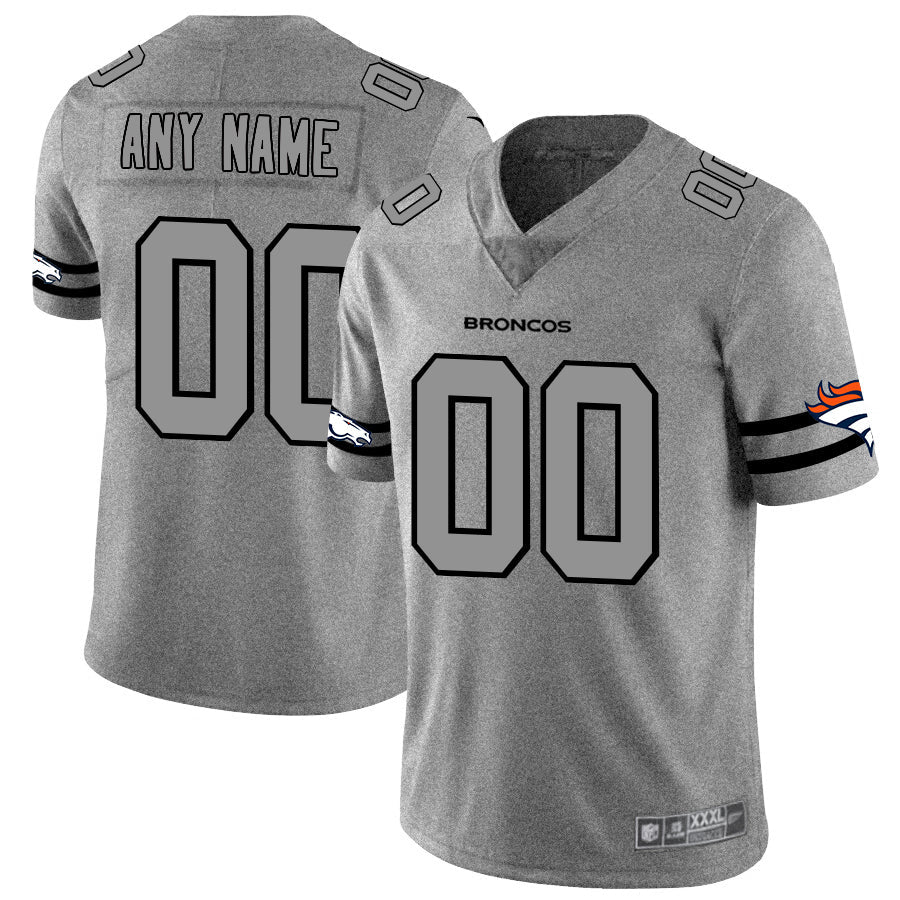 Custom Denver Broncos 2019 Gray Gridiron Gray Stitched Limited Jersey Stitched Jerseys