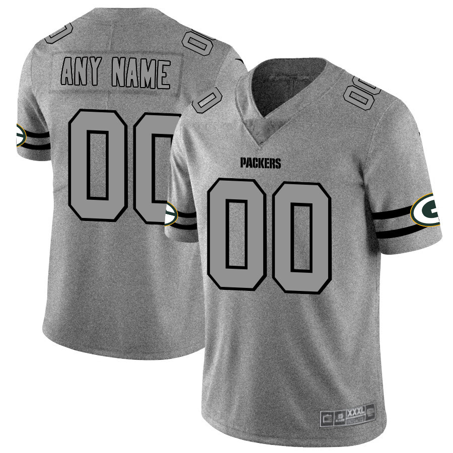 Custom Green Bay Packers 2019 Gray Gridiron Gray Stitched Limited Stitched Jerseys