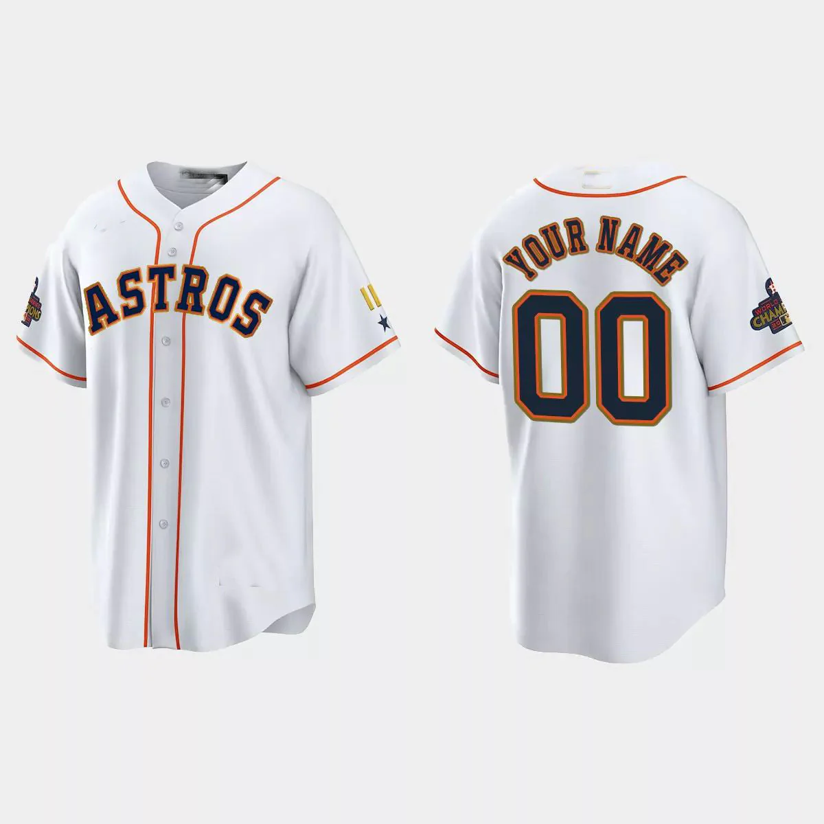 Mens Houston Astros White 2023 Gold Replica Custom Jersey