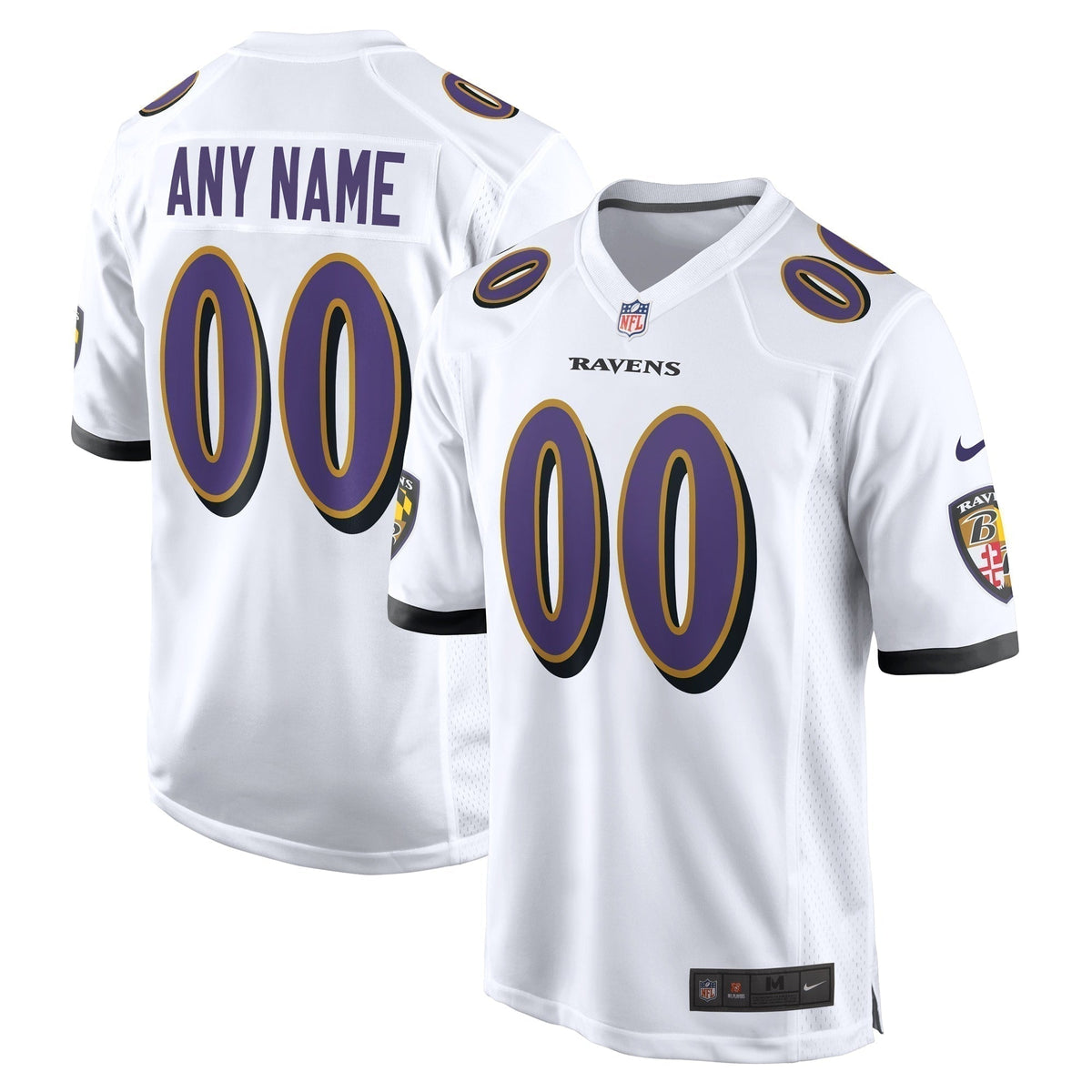 Baltimore Ravens Custom Game Jersey White