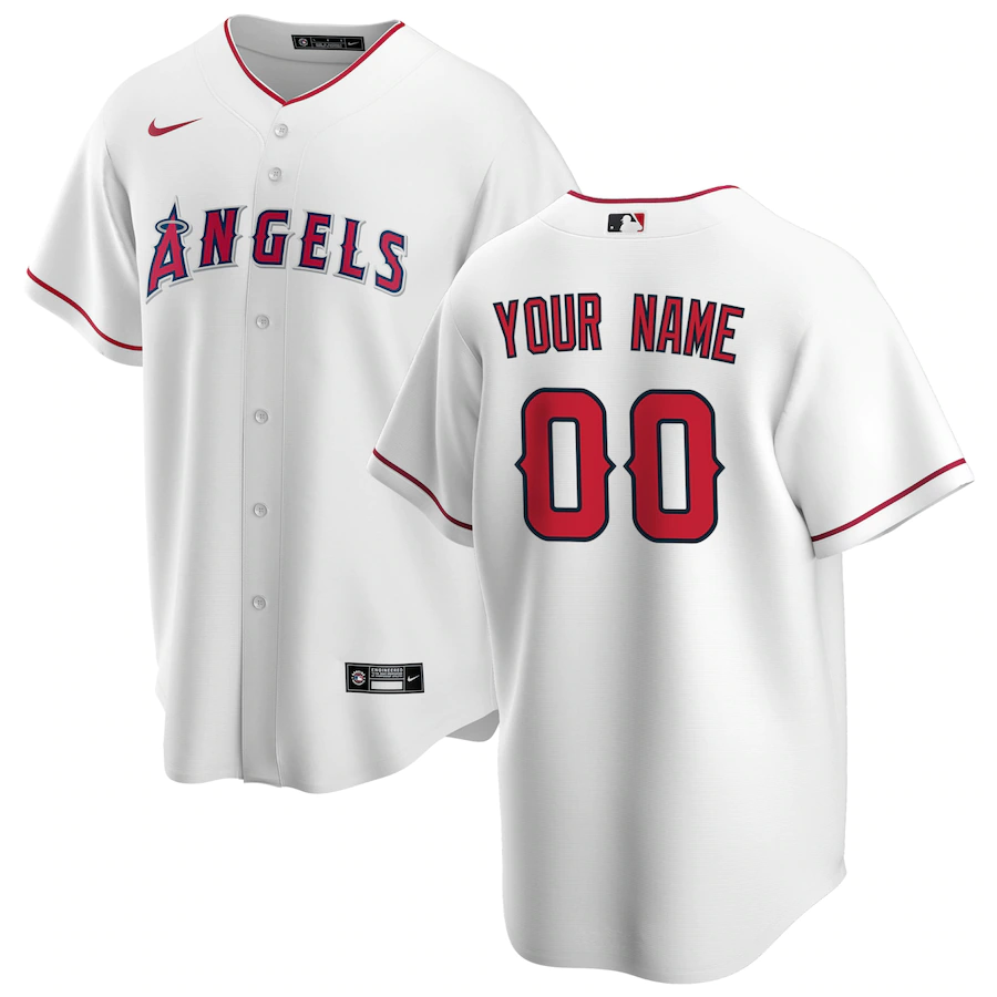 Mens Los Angeles Angels White Home Replica Custom Jersey
