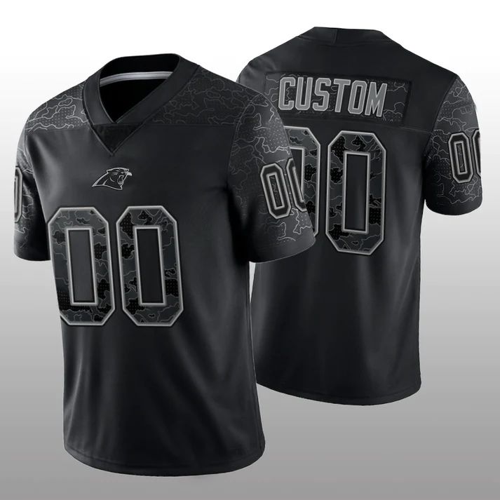 Custom Carolina Panthers FootbStitched Black RFLCTV Limited Stitched Jerseys