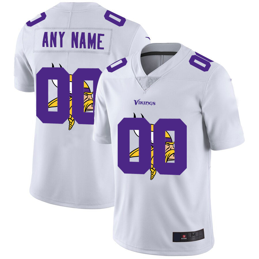 Custom Minnesota Vikings White Team Big Stitched Limited Stitched Jerseys