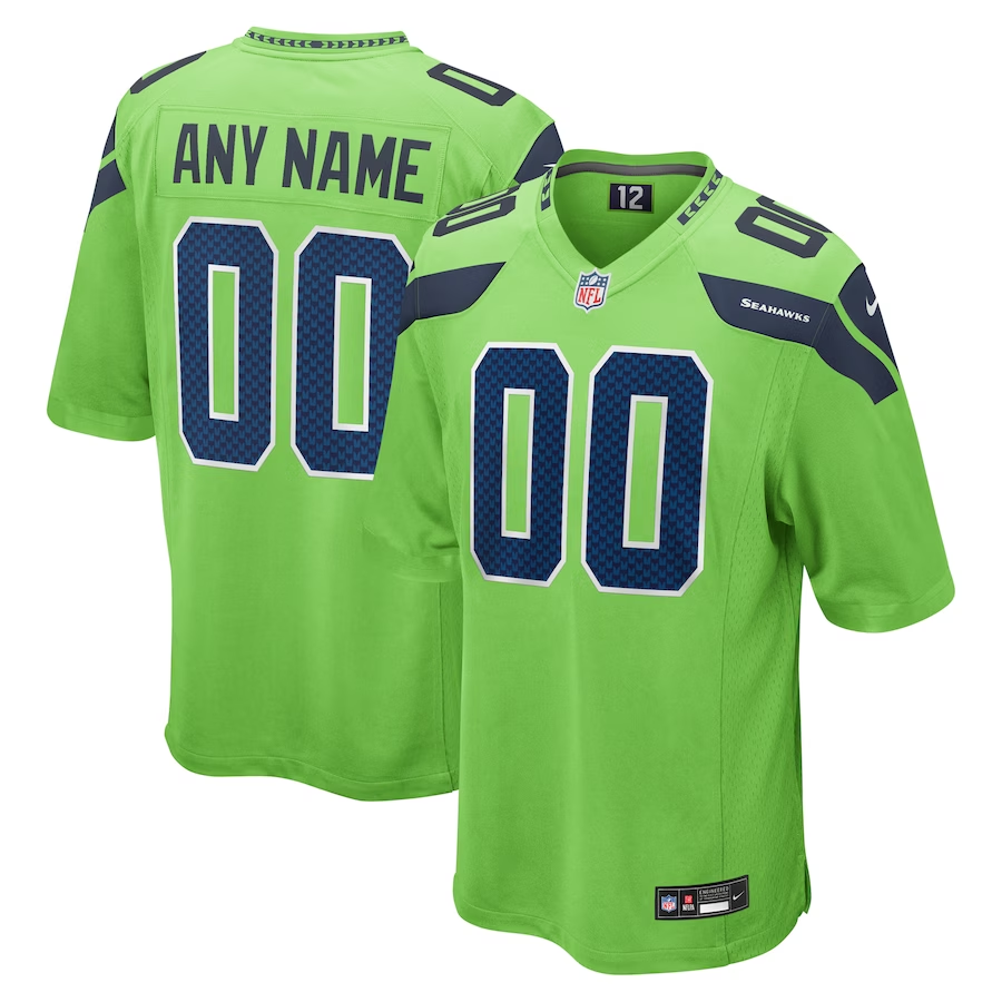 Mens Seattle Seahawks Green Custom Game Jersey