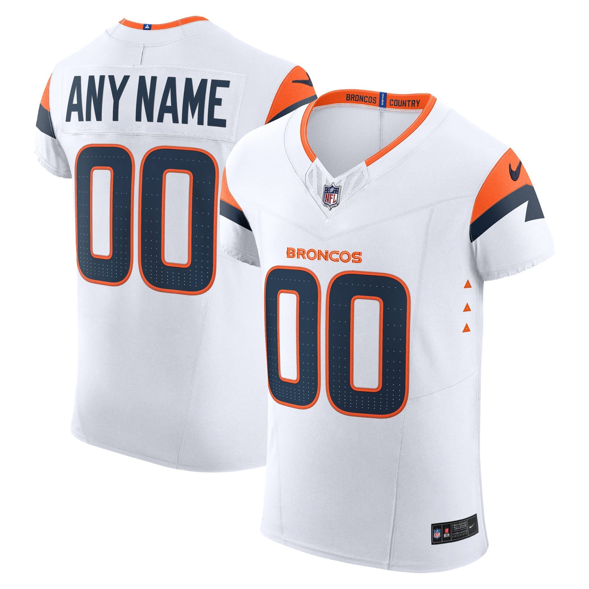 Denver Broncos White Stitched Elite Custom Jersey