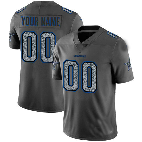Custom Dallas Cowboys Gray Static Stitched Limited Stitched Jerseys