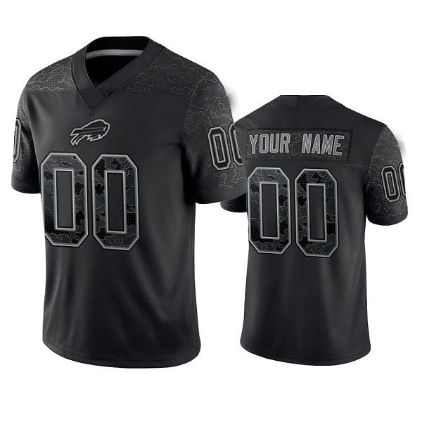 Custom Buffalo Bills Black Reflective Limited Stitched Football Jersey Football Jersey