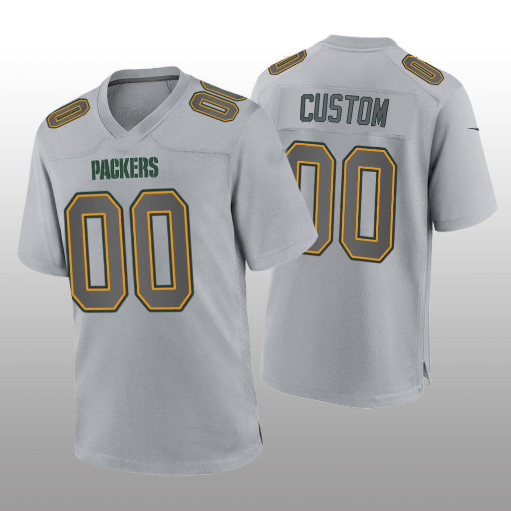 Custom Green Bay Packers Gray Atmosphere Game Stitched Jerseys