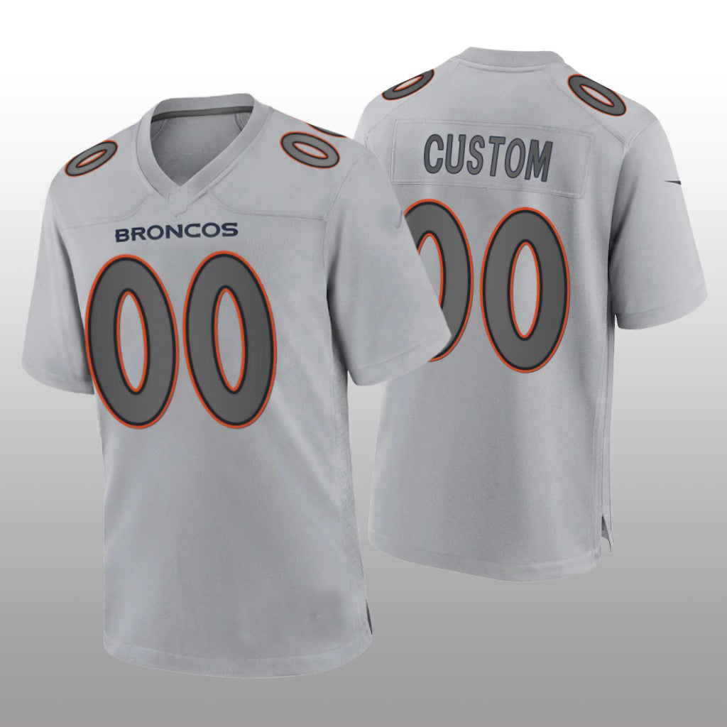 Custom Denver Broncos Gray Atmosphere Game Stitched Jerseys