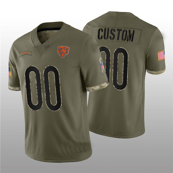 Custom Chicago Bears 2022 Olive Salute To Service Limited Stitched Football Jerseys