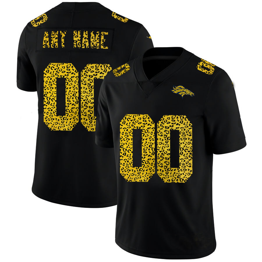 Custom Denver Broncos Leopard Print Fashion Stitched Limited Jersey Black Stitched Jerseys