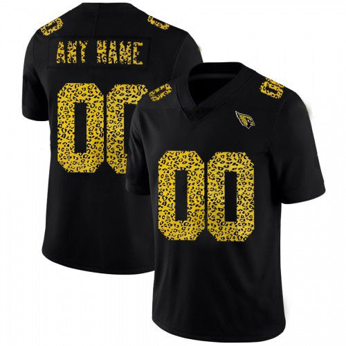Custom Arizona Cardinals Jersey Black Limited Fashion Stitched Black Leopard Print