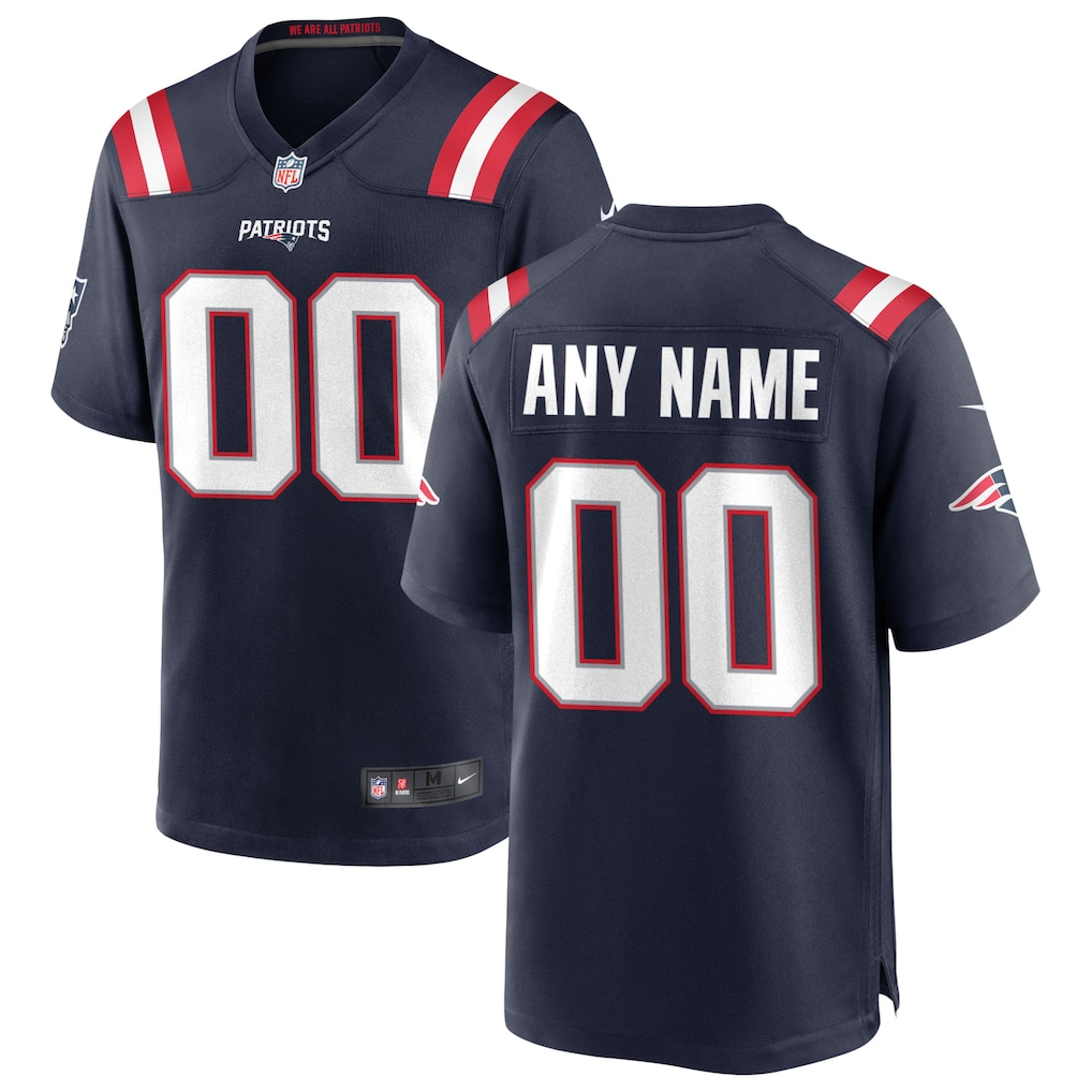 Mens New England Patriots Navy Custom Game Jersey