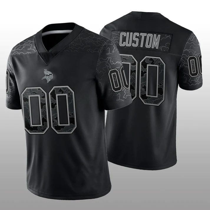 Custom Minnesota Vikings Stitched Black RFLCTV Limited Football Jerseys