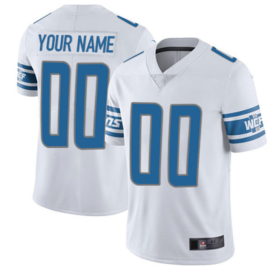 Custom Detroit Lions White Stitched Player Limited Stitched Jerseys