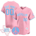 Custom Houston Astros Love Street Peace Sign Patch Bubblegum Pink Stitched Limited Jersey