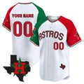Custom Houston Astros Mexico Texas Patch Stitched Limited V3 White Jersey
