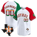 Custom Houston Astros Mexico Texas Patch Stitched Limited White Jersey