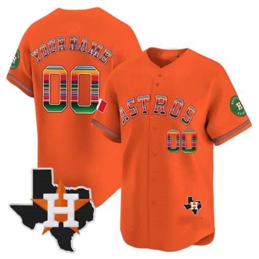 Custom Houston Astros Mexico Texas Patch Stitched Limited Jersey