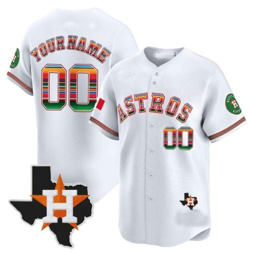 Custom Houston Astros Mexico Texas Patch Stitched Limited Jersey
