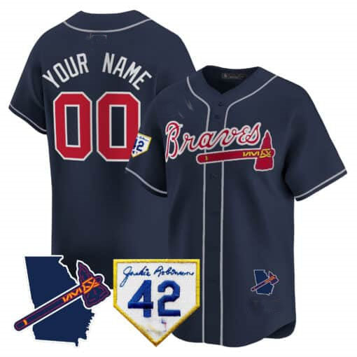 Custom Atlanta Braves 2024 Robinson Georgia Patch Stitched Limited Jersey
