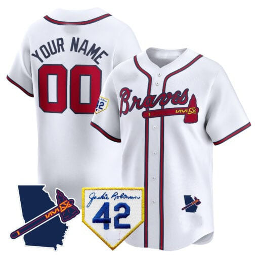Custom Atlanta Braves 2024 Robinson Georgia Patch Stitched Limited Jersey